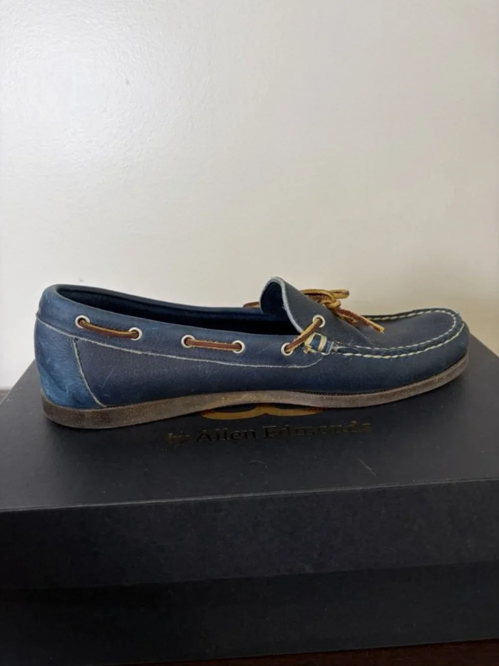 Allen Edmonds Northland Blue Leather Dockside Boat Shoes Men’s 11 Lace Up